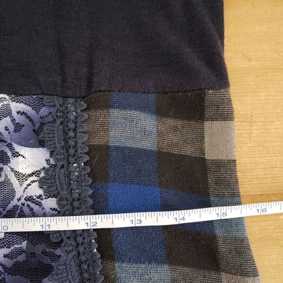 Papillon Small Long Sleeve Blue Lace Check Ruffles Grannycore Dress - Picture 7 of 12